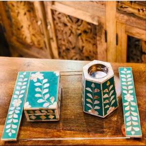 Best Price Traditional Incense Holder India Handcrafted Wood <b>Bone</b> Inlay Bakhoor Burner Acrylic Tray Box Design Scented Features - Product Image 2