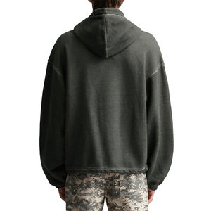 Sudadera con capucha de algodón pesado 100% de gran tamaño para hombre de lujo, hecha a medida, teñida Lisa para invierno, sudaderas con capucha para hombre al por mayor - Product Image 4