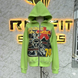 Sweat à capuche en molleton 100% coton avec fermeture éclair pour l'hiver, services ODM, prix bas, streetwear unisexe - Product Image 1