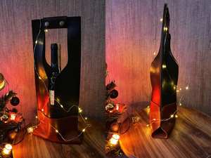 Portador de vino de cuero portátil elegante con asa funda protectora duradera impermeable a prueba de polvo para regalo de vino de fiesta - Product Image 4