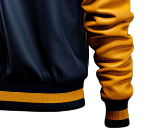 Chaqueta Varsity cálida de piel de oveja de cuero OEM personalizada, chaqueta Letterman de alta calidad recién llegada, chaqueta Varsity con cuello levantado - Product Image 6