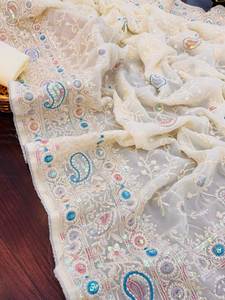 Designer de haute qualité Georgette Saree avec Heavy Fox Sequence Work Style indien Wedding Party Wear Heavy Blouse - Product Image 3