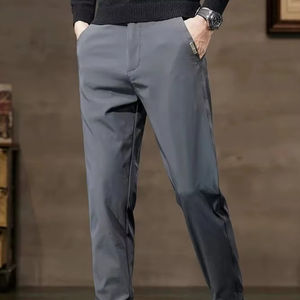 Pantalons de costume pour hommes de haute qualité, gris, vente en gros, décontractés, droits, coupe ajustée, taille plus, confortables et respirants - Product Image 1