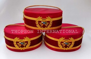 <b>Masonic</b> Royal Arch Cap <b>Cases</b> in Leather Cotton and Ribbon Handmade Embroidered Apron and Collar Regalia for Freemasons - Product Image 4