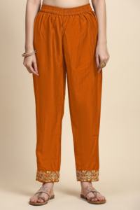 Conjunto Salwar de Organza con Bordado y Mezcla de Seda para Mujer, con Dupatta (G263-Naranja), Ropa Étnica India/Pakistaní para Bodas - Product Image 5