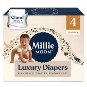 ผ้าอ้อมสำเร็จรูปแบบใช้แล้วทิ้งสุดหรูของ Millie Moon ขนาด4สีขาวนับ120 unisex - Product Image 6
