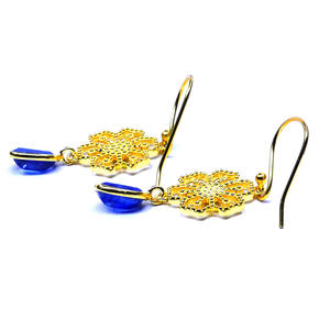 Party Wear 925 Sterling Silver Gold Plated Jewelry Kyanite Gemstone Women Wear Hanging <b>Snowflake</b> <b>Earring</b> - Product Image 3