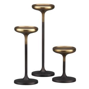 Portavelas de pedestal dorado y negro de lujo con soportes minimalistas modernos y tapas de cuencos para decoración de mesa de comedor - Product Image 1
