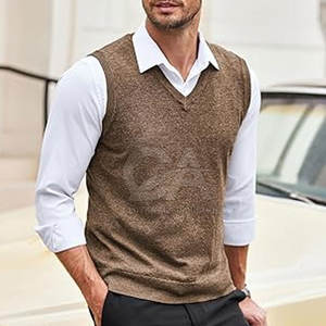 2025 disponible suéter sin mangas de alta calidad para hombres suéter sin mangas de punto tamaños de colores personalizados - Product Image 3