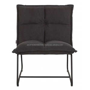 Silla decorativa tapizada negra moderna con patas de metal, sala de estar minimalista y asientos de cafetería - Product Image 3