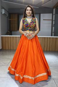 Dernier chemisier en coton rayonne Lehenga avec orange Navratri Special Gota Patti Work for Indian Women's Party Wear - Product Image 3