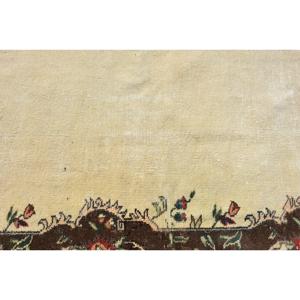 2.6x3.9 ft Vintage Small Rug, <b>Yellow</b> Brown Turkish Floral <b>Wool</b> Rug - Product Image 4