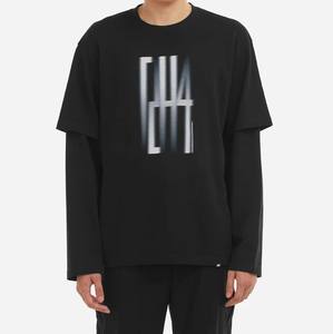 Camiseta de manga larga de estilo sólido transpirable de secado rápido de algodón 100% para hombre, nueva Camiseta de punto de doble capa de peso pesado personalizada - Product Image 1