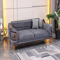 Ensemble de canapés modernes capitonnés en tissu gris de haute qualité avec pieds en bois – Fournisseur d'usine de meubles de salon de luxe