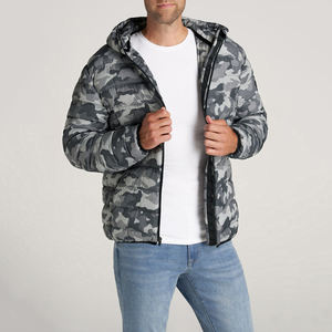 2025 Men's High Street Style Puffer <b>Jacket</b> Unique Design <b>Camo</b> Print Winter Full Zipper Hooded Warm Puffer <b>Jacket</b> Premium Puffer - Product Image 1