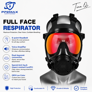 Masques respiratoires intégraux les plus vendus pour produits chimiques, respirateur de sécurité industrielle avec double filtre - Product Image 1