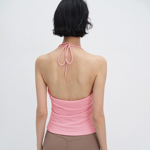 Top Corto sin Mangas con Cuello Halter y Espalda Descubierta, Estilo Urbano, Color Sólido, Informal, Simple, Estilo Y2K para Mujer - Product Image 2