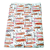 Tissu en coton sergé Dobby imprimé à la main multi-couleurs motif poisson, doux, léger et à séchage rapide, idéal pour rideaux et housses pour garçons
