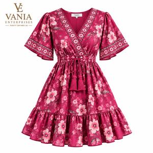 1 MOQ Envío Directo Maxi Vestido de Cintura Natural en Chifón Estilo Hawaiano Tropical Diseño Personalizado Casual Elegante Ecológico Invierno Verano - Product Image 2