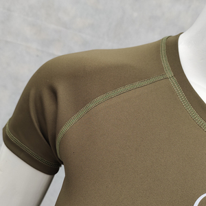 เสื้อครอปสำหรับเล่นโยคะฤดูร้อนของผู้หญิงเสื้อครอปแห้งเร็วผ้าสแปนเด็กซ์/ โพลีเอสเตอร์เสื้อครอปแขนสั้น - Product Image 5