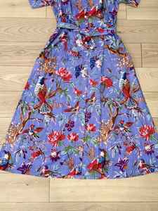 Boho Floral Organic Cotton Maxi <b>Kaftan</b> Hand Block Printed Summer <b>Dress</b> XS For Women - Product Image 2