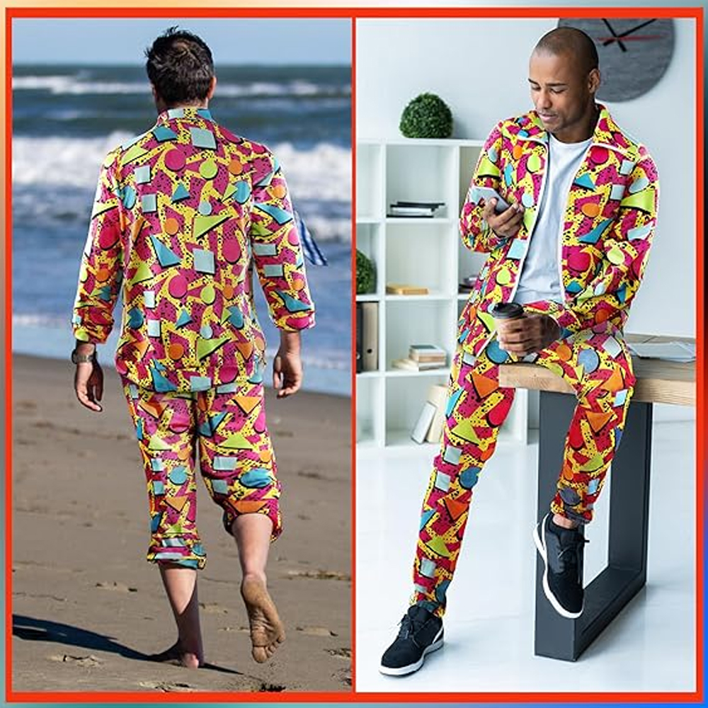 80s 90s Retro Vintage Summer Outfit Sets for Men