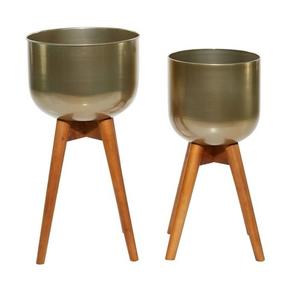 Ensemble de trois jardinières en métal fini antique au design unique pour une décoration unique, une qualité durable. - Product Image 6