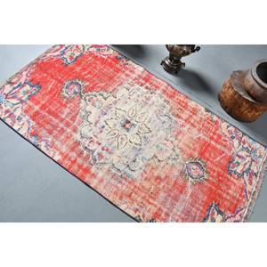 พรมขนสัตว์เย็บปะแบบวินเทจขนาด3.1x5.9ฟุตทอแบบตุรกีพรมสำหรับห้องนั่งเล่นสีแดงและสีเบจพร้อมลาเท็กซ์ด้านหลัง - Product Image 4