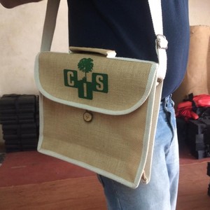 100% Recycled Jute Conference <b>Bag</b> Biodegradable Fabric and <b>Hessian</b> Screen Printing Logo <b>Tote</b> Handle for Promotions - Product Image 3