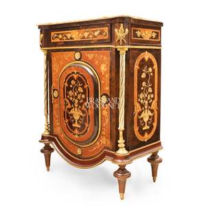 ตู้เก็บรองเท้าหรูหราสำหรับทางเข้าบ้าน พร้อมท็อปหินอ่อนพรีเมียม ลายดอกไม้ประณีต และตกแต่งด้วยทองเหลือง สำหรับตกแต่งภายในแบบพระราชวัง - Product Image 4