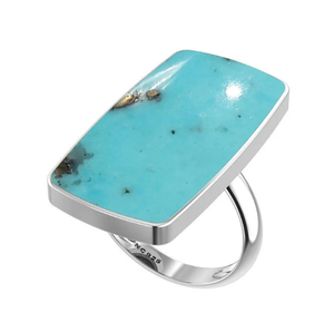 Anillo de Compromiso Unisex de Plata de Ley 925 con Acabado de Alta Calidad, Engaste de Bisel, Turquesa Natural, Formas Ovaladas y de Pera, Estilo Clásico, Positivo - Product Image 4