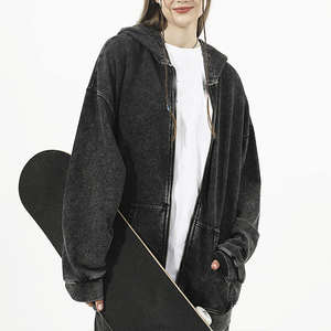 ชุดวอร์มสำหรับผู้ชายทรงโอเวอร์ไซส์ทำจากผ้าซักแบบมีซิปมีฮู้ดและกางเกงวอร์มออกแบบได้ตามต้องการ - Product Image 2