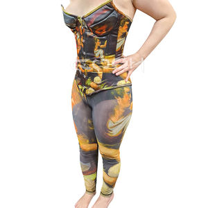 Underwire Cup Customized Vintage Baroque Sublimated Printed corset Set Steel Boned Breathable Roman Printed Matching Set Maker - Product Image 3