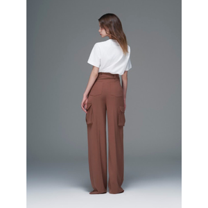 Precio de fábrica Ropa de mujer Pantalones Piernas anchas rectas Etiquetas personalizadas Nina Pantalón acampanado Tela de alta calidad Enzo Fábrica de Vietnam - Product Image 1