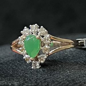 Bague femme minimaliste moderne en or 14K/18K avec diamant véritable et pierre naturelle Bijoux fins faits à la main - Product Image 1