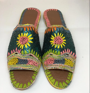 Chaussures marocaines faites à la main en raphia naturel Pantoufles en raphia pour la plage pour femmes vegan Pantoufles en raphia naturel coustmized - Product Image 2