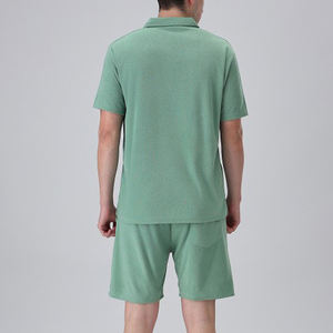 Ensemble d'été en coton pour homme, ensemble deux pièces gaufré, survêtement, vêtements d'extérieur, t-shirt respirant à manches courtes et shorts pour homme - Product Image 2