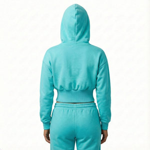 Sweat à capuche à taille haute pour femme, sur mesure, à ourlet large côtelé, épaules tombantes, prix de gros, directement de l'usine, sweats à capuche pour femmes - Product Image 3