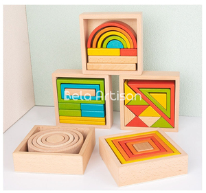 Bloc de construction en bois jeu couleur forme 1 pouce arc-en-ciel Cube blocs ensemble préscolaire apprentissage jouets éducatifs-jouets en bois - Product Image 1