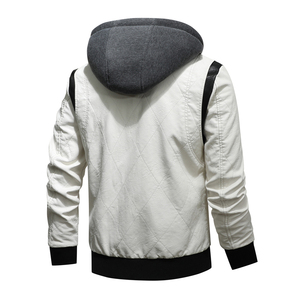 Veste de motard automne hiver pour hommes avec col montant manteau à capuche en cuir PU de haute qualité broderie de Logo personnalisé pour la moto - Product Image 5