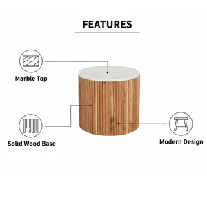 Round Side Table | Modern Solid Wood End Table Furniture | Living Room <b>Bedroom</b> Home Office Hotel Use | Durable Design - Product Image 5