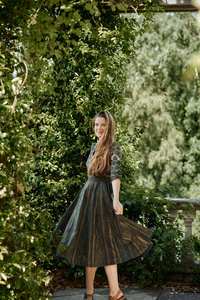 Hand <b>Block</b> <b>Printed</b> Mandali Dress Calf Length Bohemian Green Blue Floral Cotton Dress Casual Occasional Handmade - Product Image 3