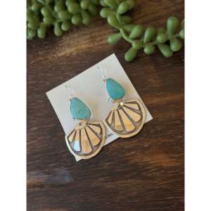 Boucles d'oreilles pendantes Billy Kingman en turquoise et argent sterling, design géométrique par Randy - Product Image 4