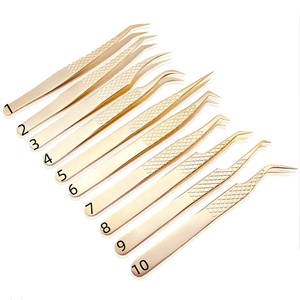 KINGIST CORPORATION New Style Professional <b>Mink</b> Stainless Steel <b>Eyelash</b> <b>Extension</b> Tweezers Sustainable Rose Gold Anti-Slip Fiber - Product Image 1