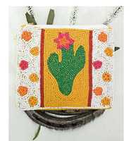 Porte-monnaie de maquillage perlé Cactus sud-ouest Boho graine occidentale