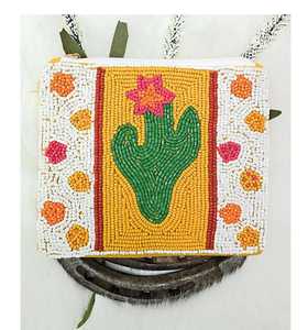 Bolsa para dinero, monedero con cuentas de semilla occidental Bohemia, Cactus del Sur, maquillaje - Product Image 4