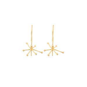 Pendientes colgantes de latón chapados en oro amarillo de diseñador hechos a mano, joyería de moda para bodas y ocasiones especiales - Product Image 1