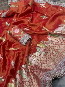 Regal Splendor Our <b>Organza</b> Tissue <b>silk</b> weaving Orange sari With Heavy Meenakari Paithani Weaving Border Wedding Party Wear Women - Product Image 2