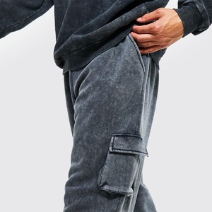 Pantalones acampanados lavados con ácido con logotipo personalizado al por mayor, ropa de calle con cuerdas para correr, pantalones de hombre lavados con piedra de estilo Vintage para hombre - Product Image 3