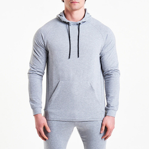 Ensemble de jogging pour homme, 2 pièces gris clair, sweat à capuche, tenue de course en coton et polyester, avec service OEM, nouvelle collection - Product Image 3